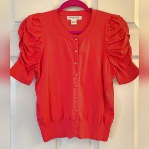 Coral Knit Cardigan with Jewel Buttons